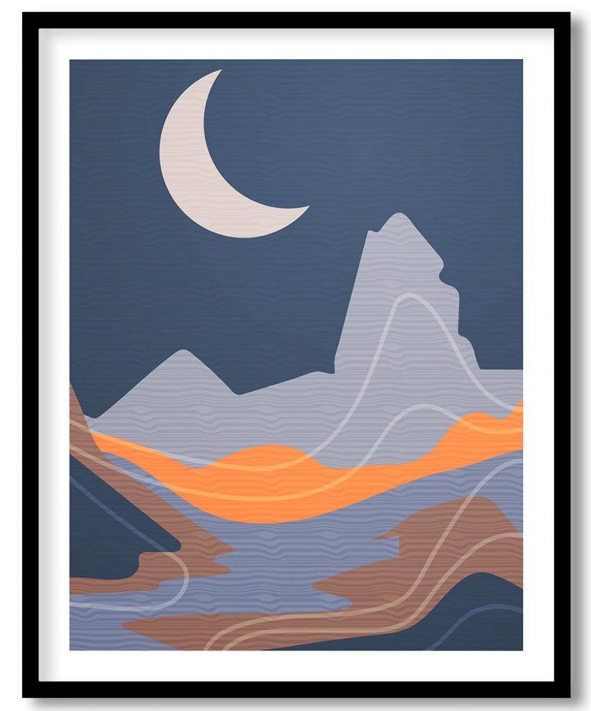 Abstract teal modern composition landscape #117