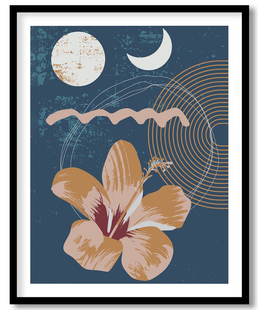 Moon Shining Over Hibiscus
