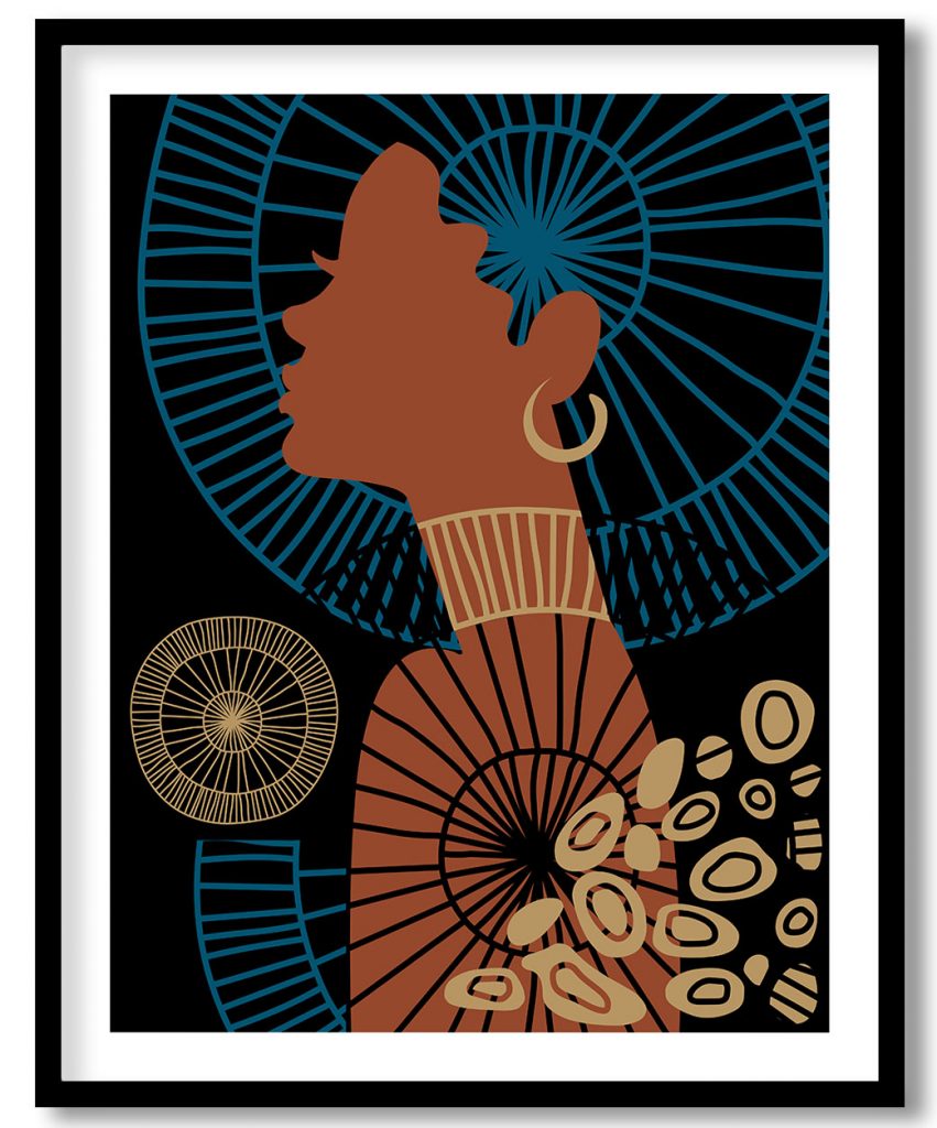 Abstract modern boho african woman