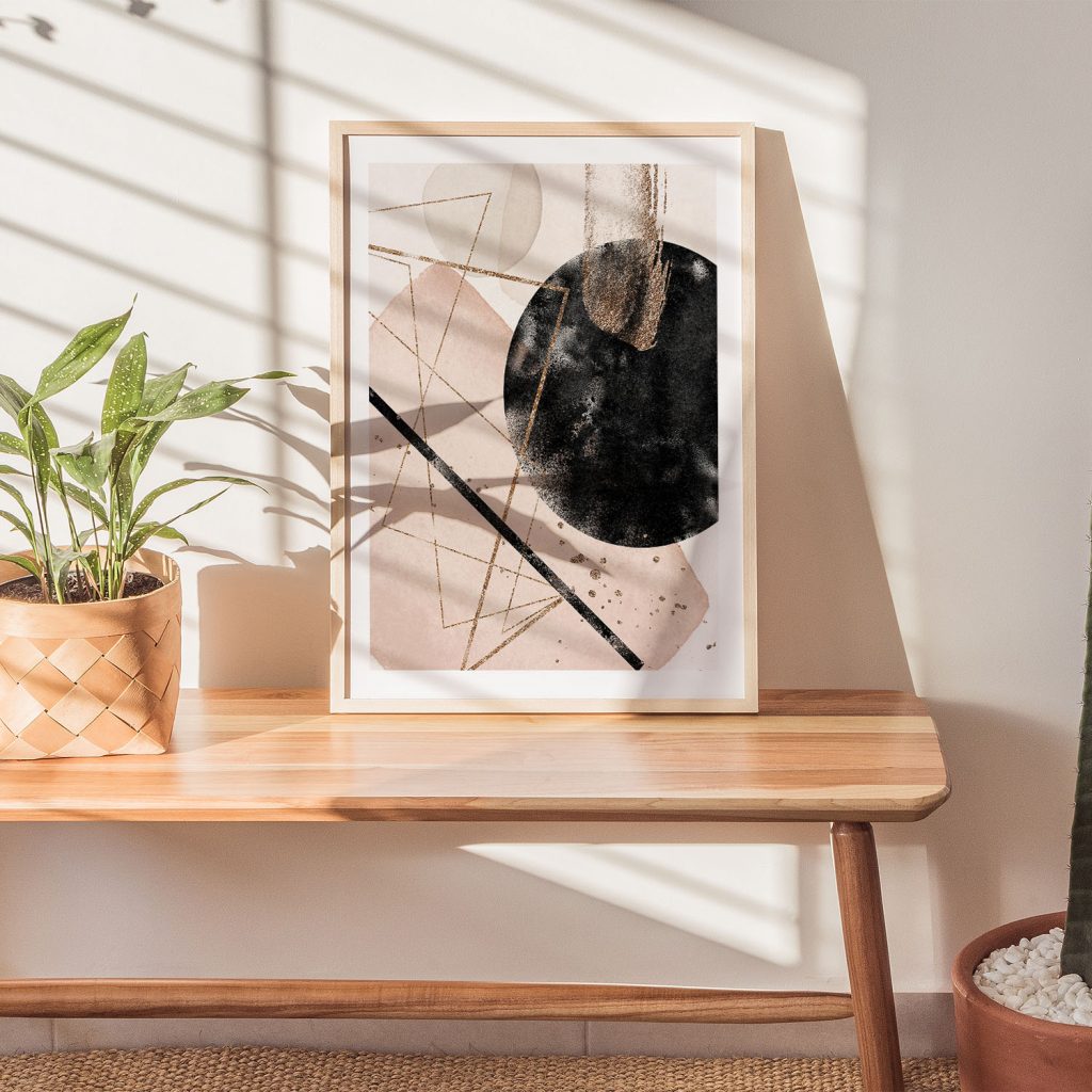 Abstract Shapes Gold Lines – Home Decor