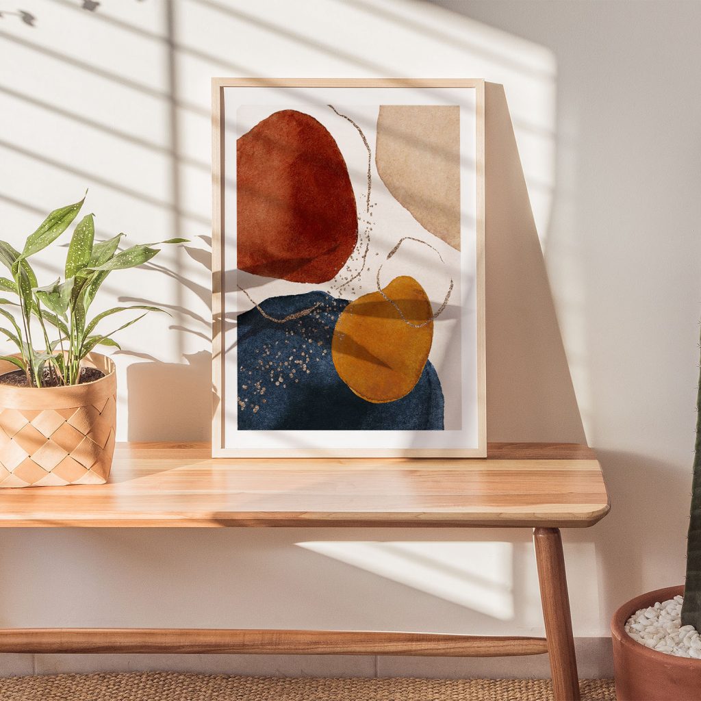 Abstract Organic Shapes Gold Glitter – Wall Decor