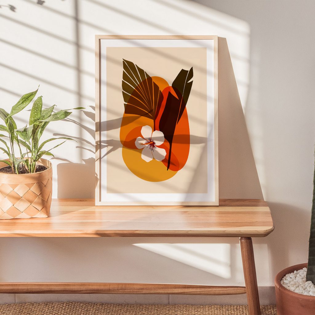 Botanical Tropical Leaves White Hibiscus – Wall Art