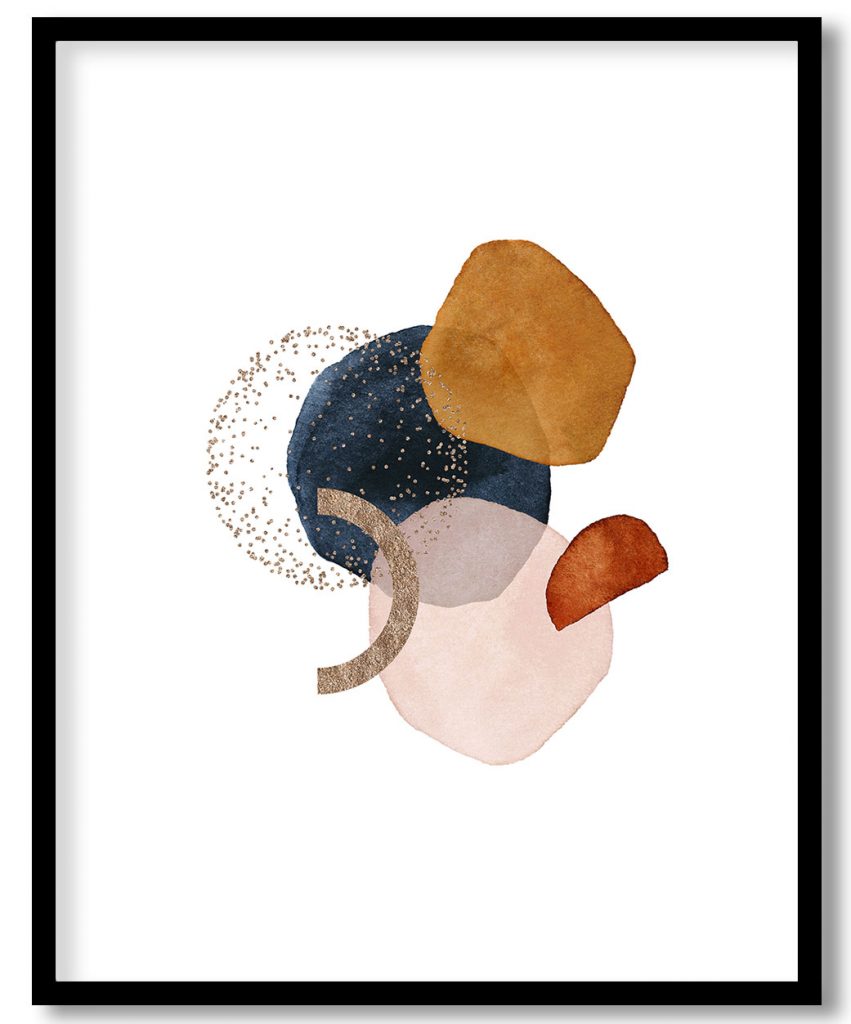 Blushy watercolor abstract golden terracotta figures #556