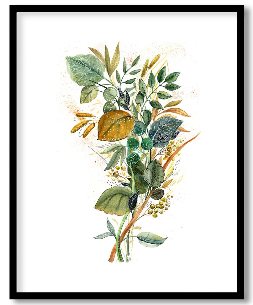 Fancying bouquet of herbs and leaves