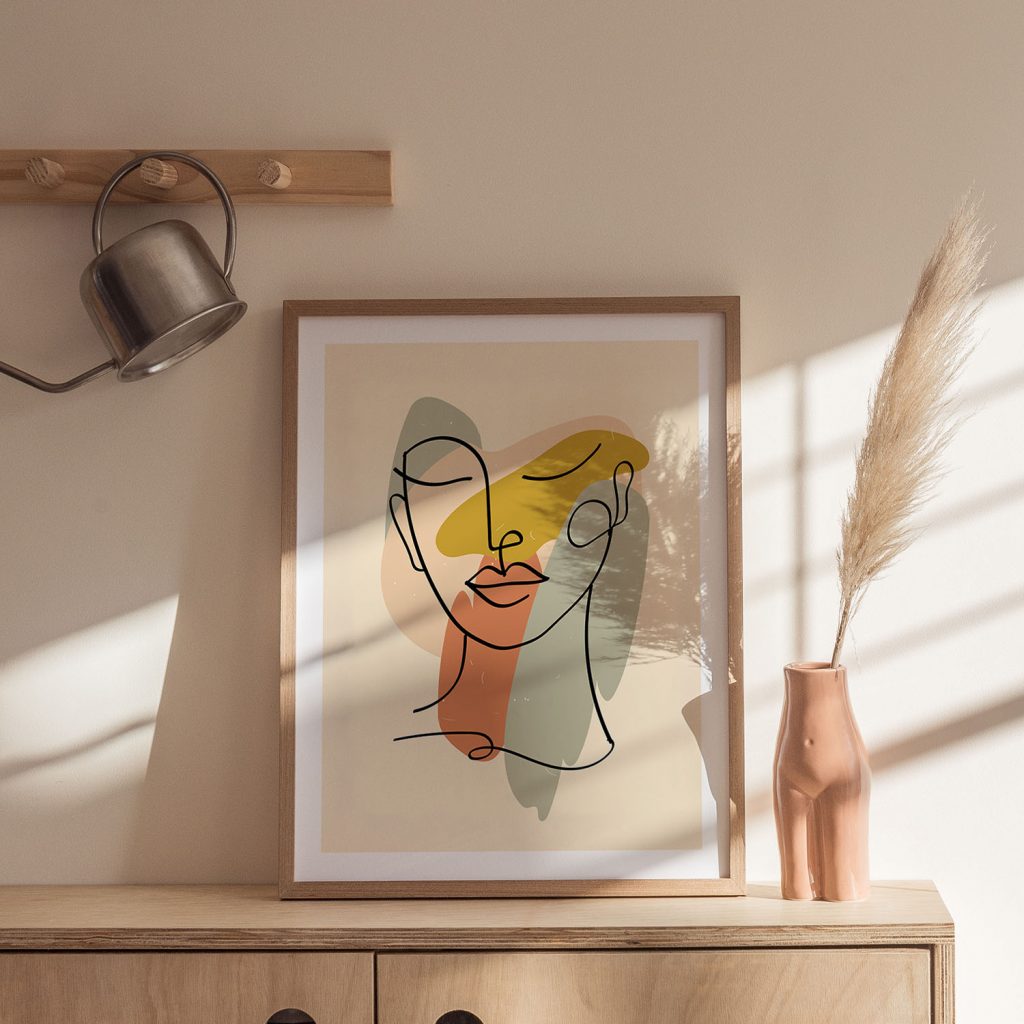 Minimalist Woman's Face Closed Eyes – Wall Hanging