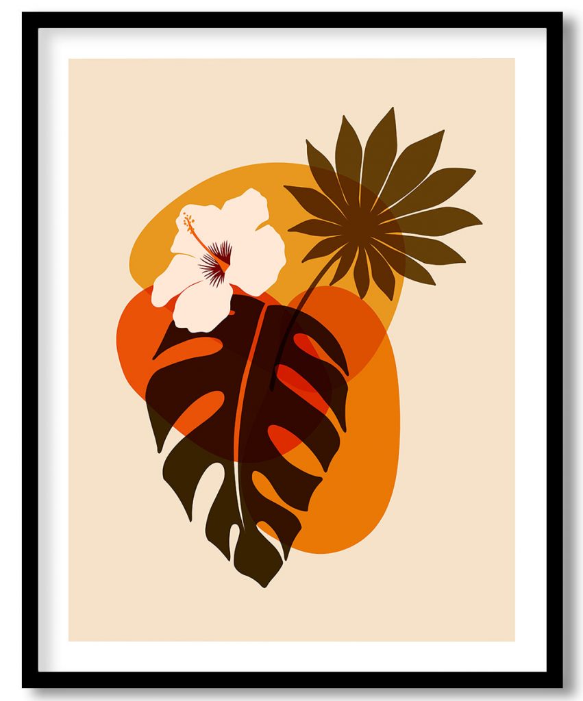 Terracotta red silhouettes botanical elements #123