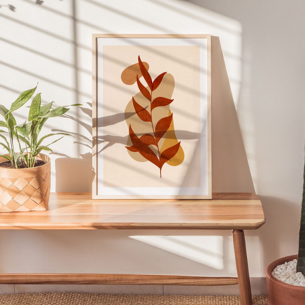 Abstract Botanical Terracotta Leaves – Wall Painting