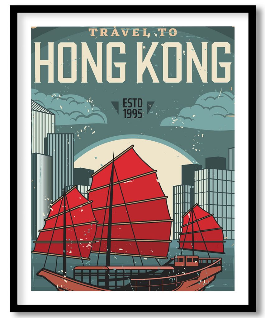 Vintage Boat At Harbour in Hong Kong