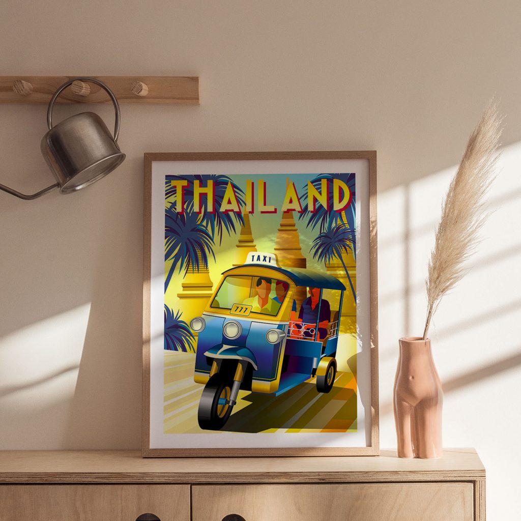 Art Deco Thailand Tuk-tuk Temples – Wall Decor