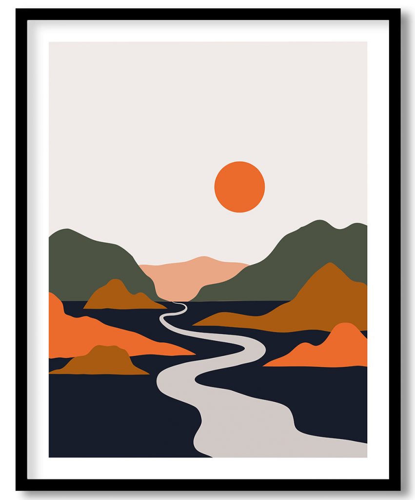 Boho minimalistic arouse mountain landscape