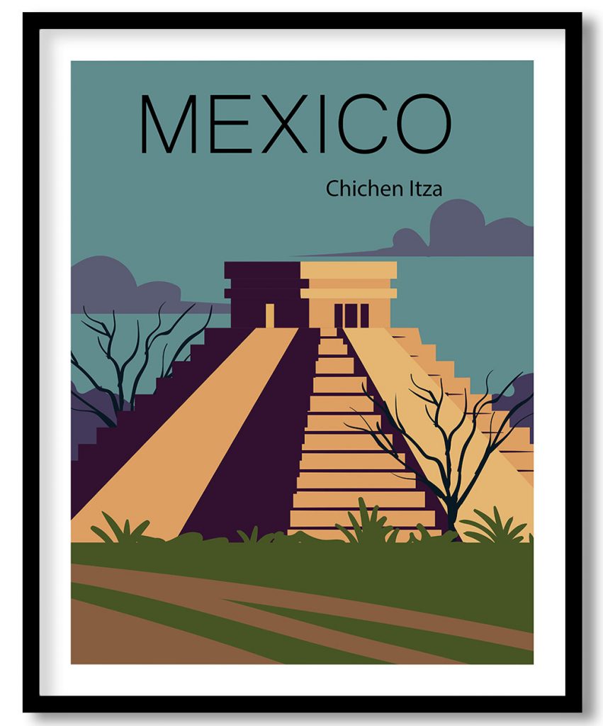 Vintage Style Poster of Chichen Itza