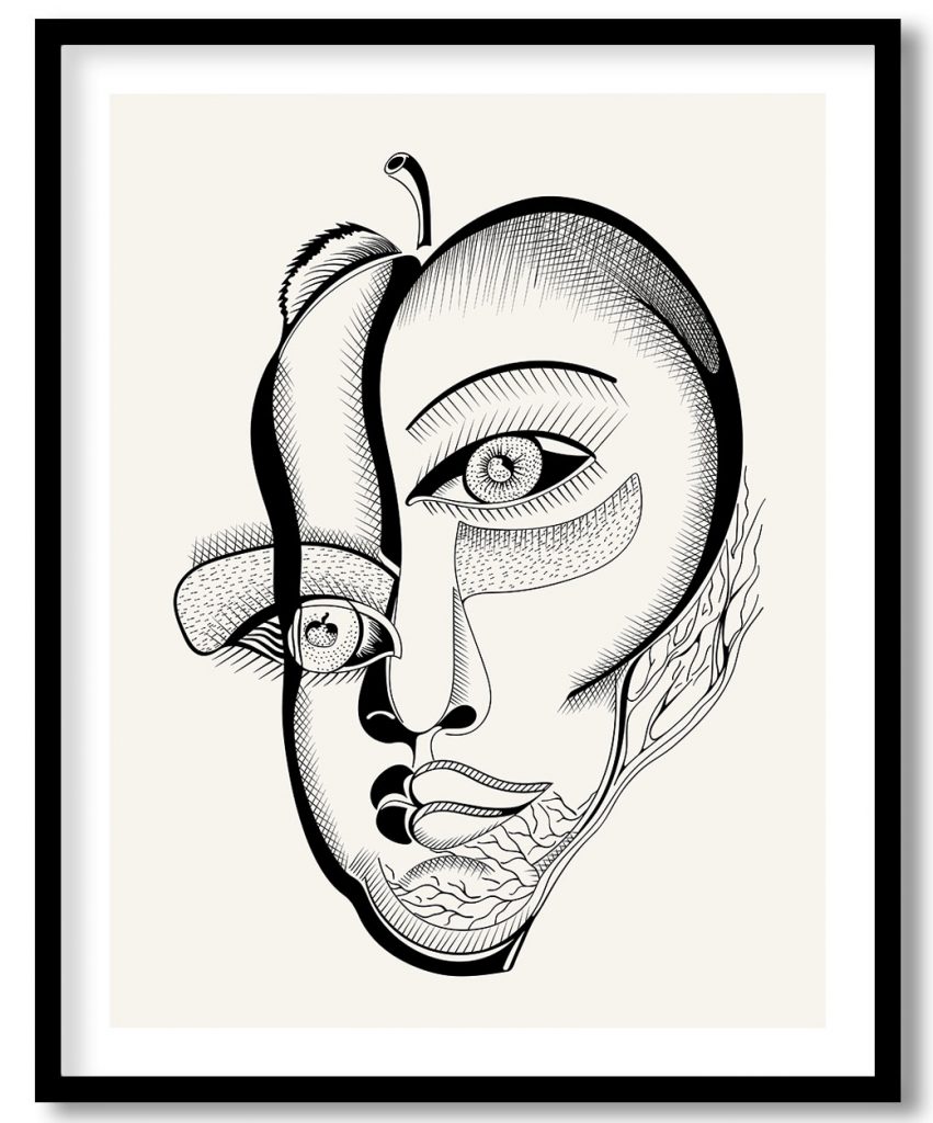 Abstract surreal line drawing face #580