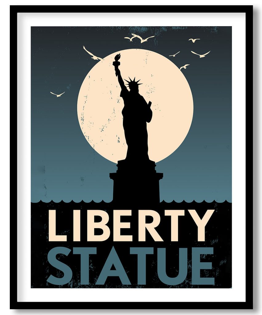 Vintage Poster of Liberty Statue