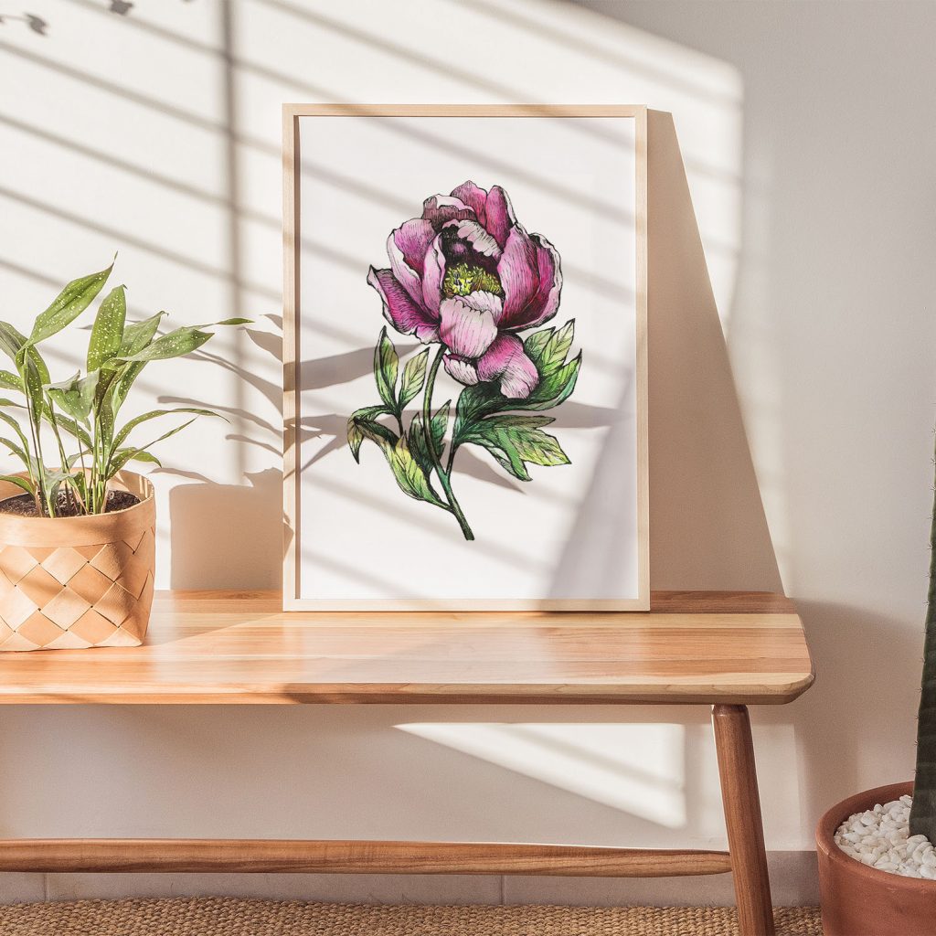 Botanical Flower Drawing Wall Art, Hanging Wall Decor, Home Decor BestOfBharat