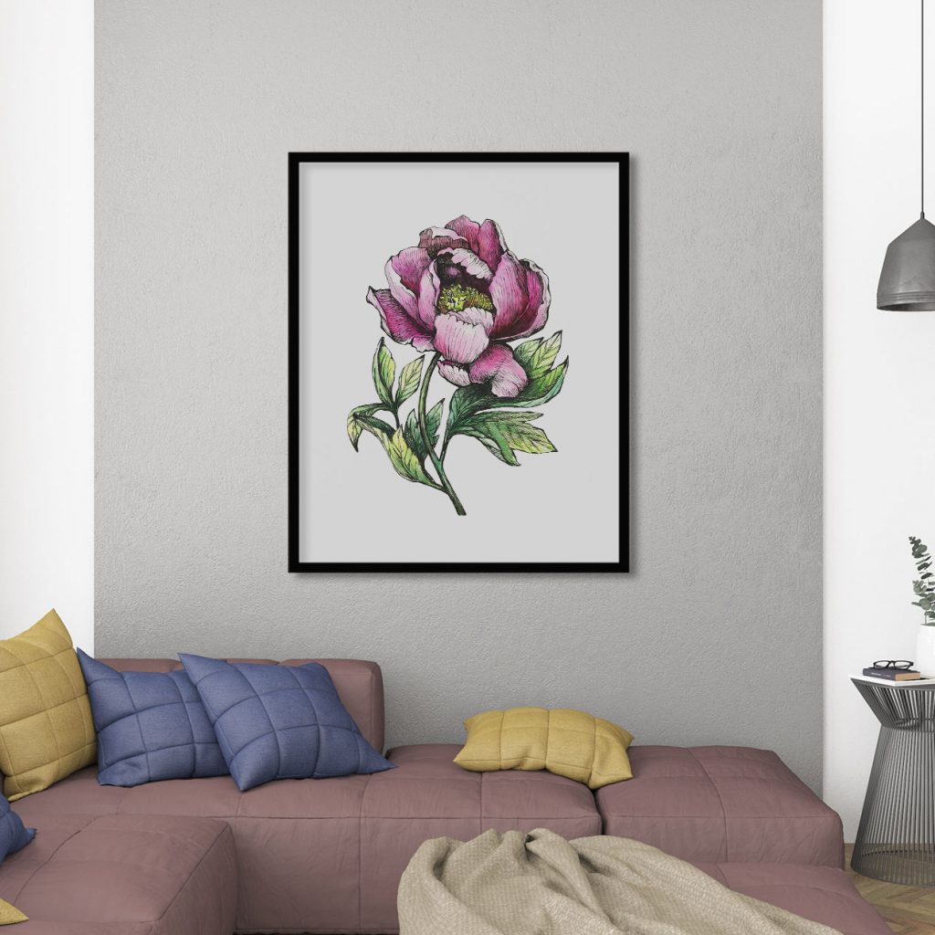 Botanical Flower Drawing Wall Art, Hanging Wall Decor, Home Decor BestOfBharat