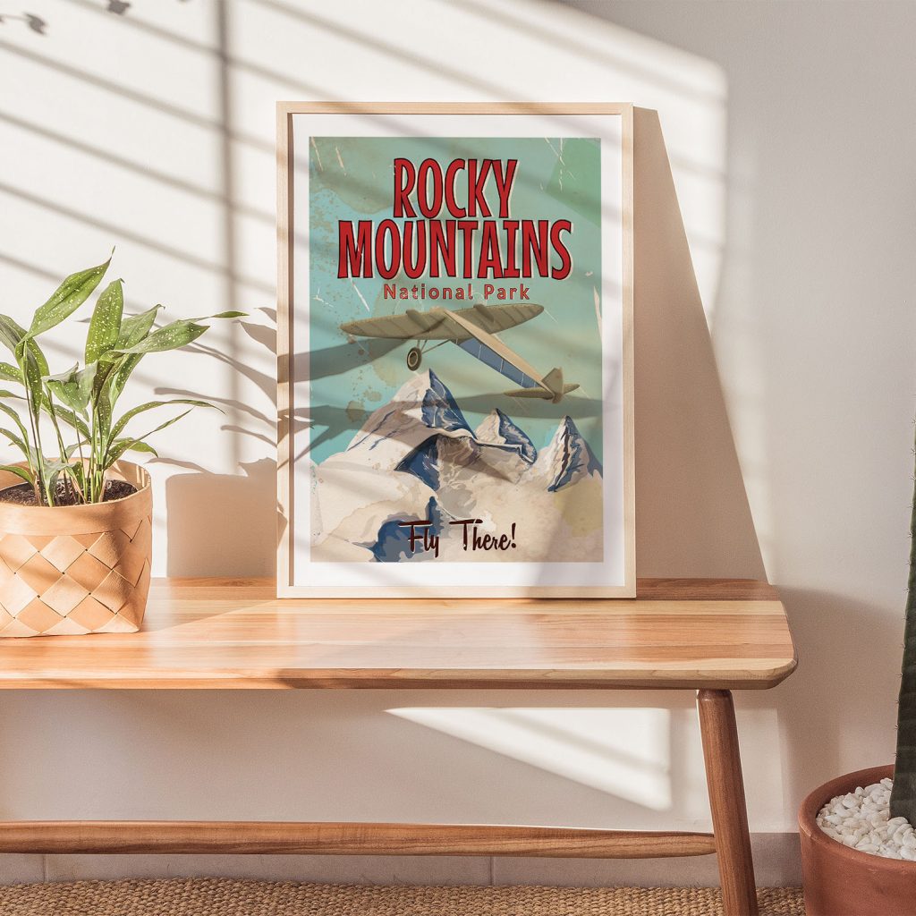 ROCKY MOUNTAINS National Park Fly There! - Travel Slogan – Wall Hanging