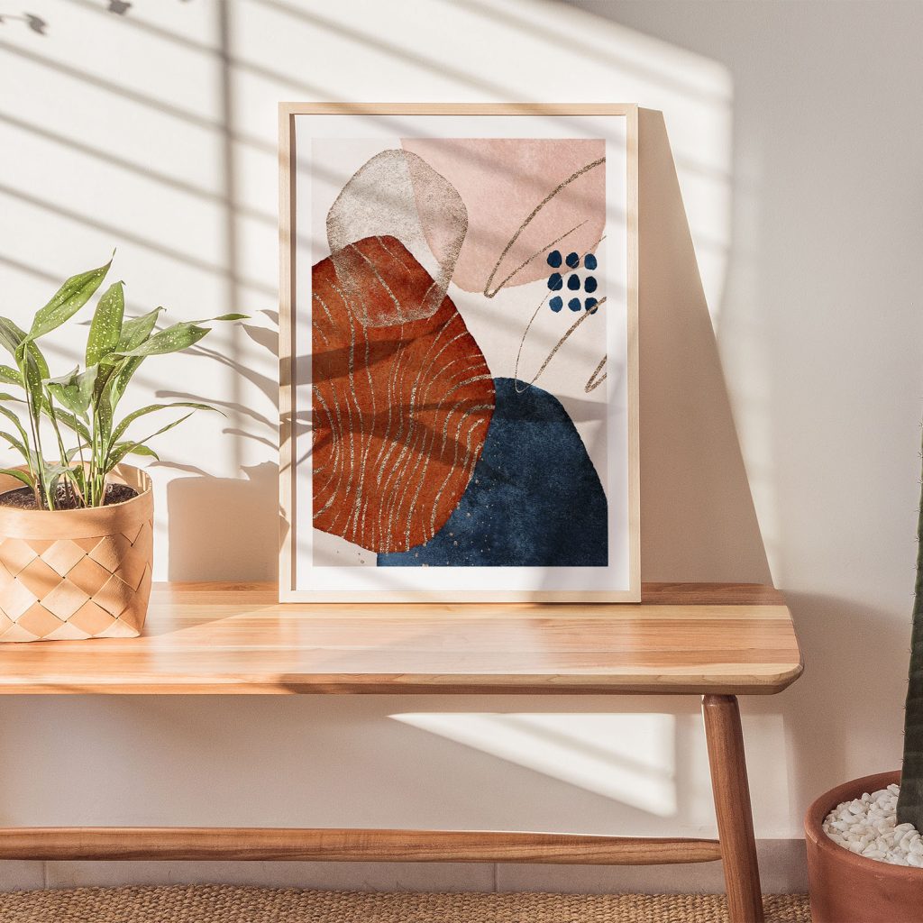 Abstract Organic Shapes Gold Accents – Wall Art