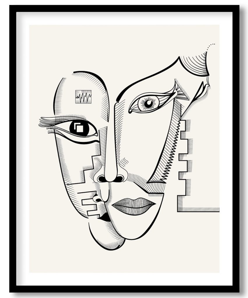 Abstract surreal line drawing face #581