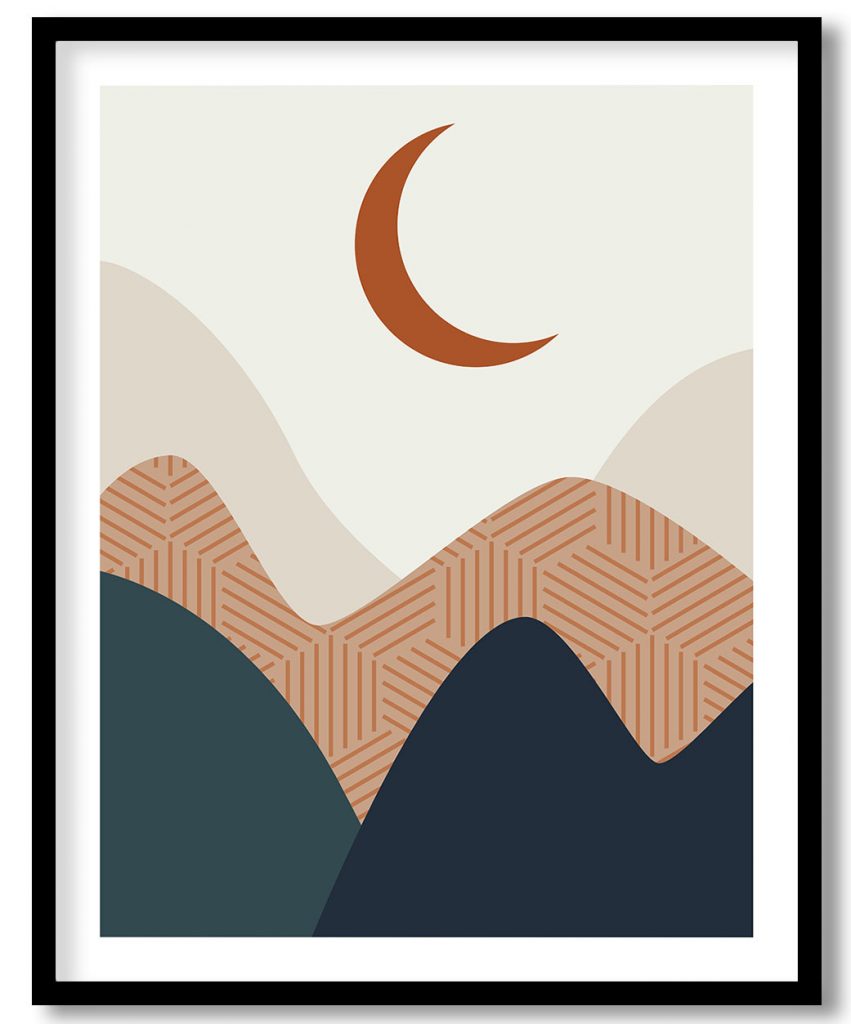 Boho Half Moon and Mountains