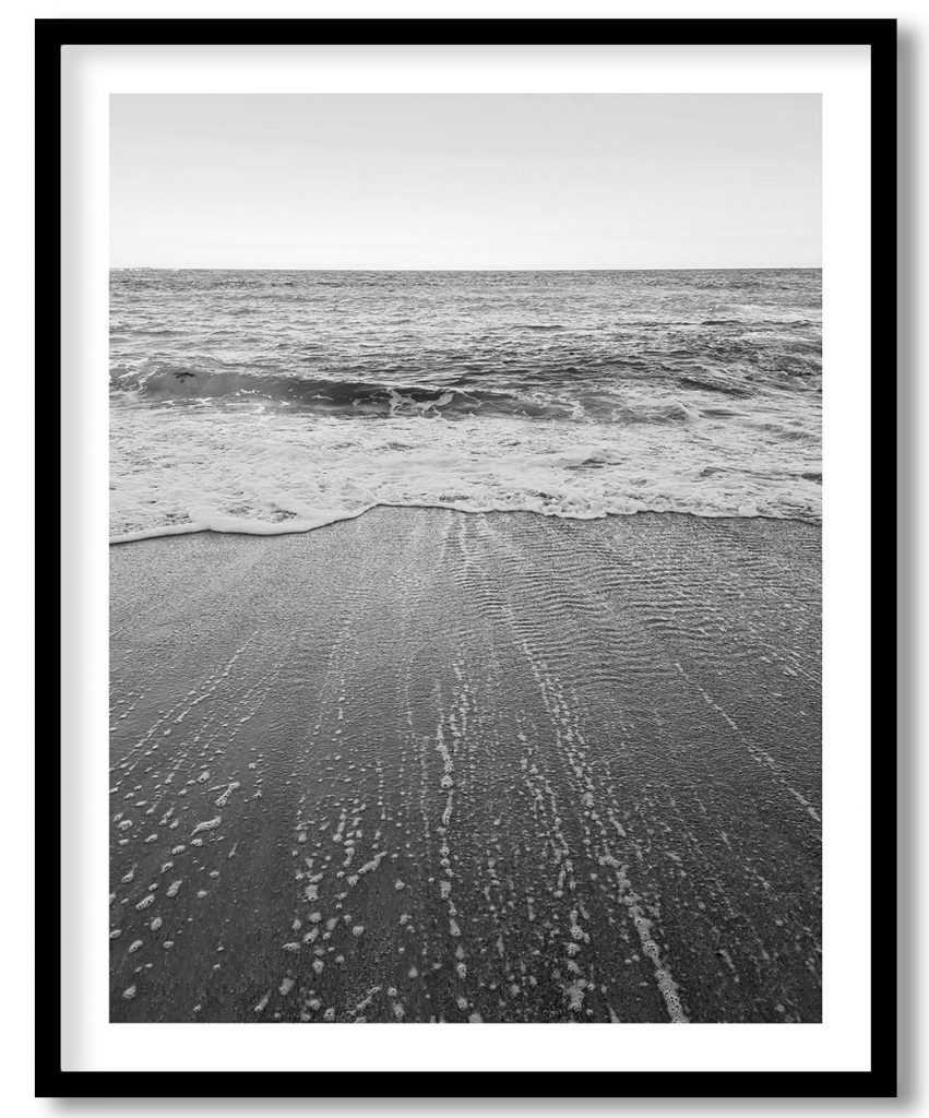 Monochrome Waves Trail on Beach