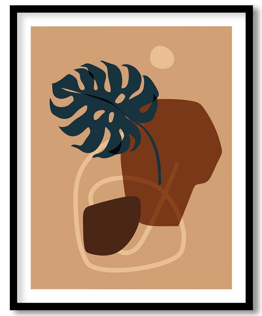 Vintage Random Shapes and Monstera