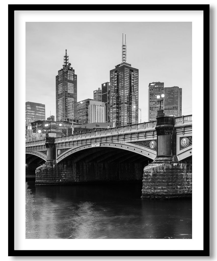 Monochrome View of City Above Bridge