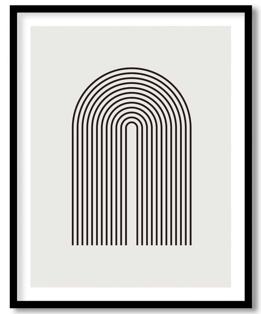 Mid Century Geometric Greyscale Rainbow