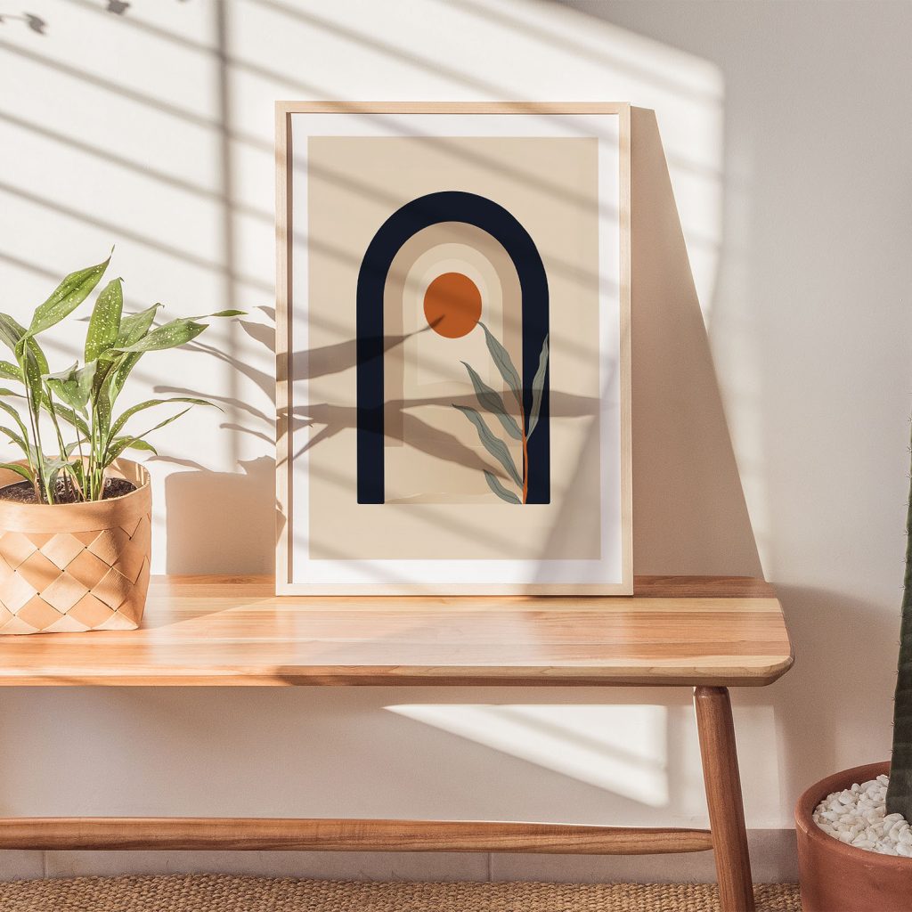 Minimalist Arched Shapes Sun Plant – Wall Painting