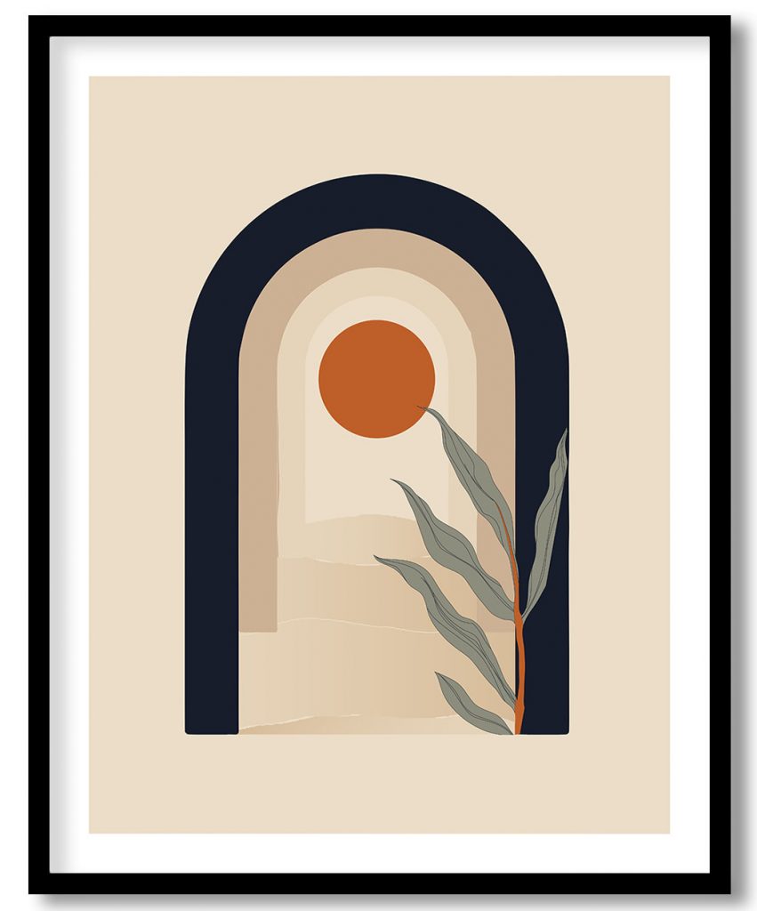 Boho View of Tropical Leaves and Sun