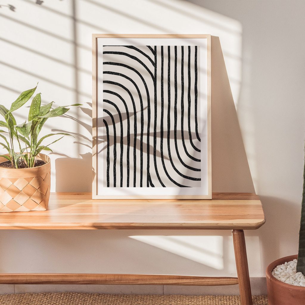 Wavy Black and White Lines - Wall Art, Hanging Wall Decor, Home Decor ...