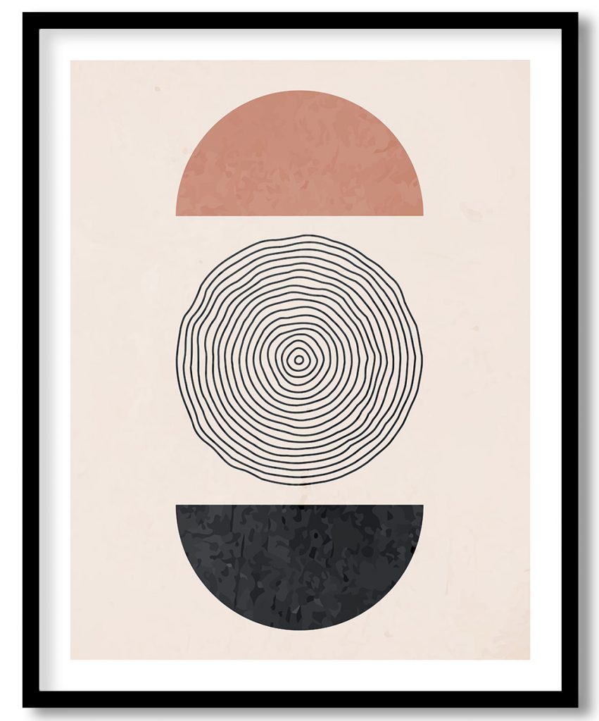 Geometric Lines Between Solid Semi Circles