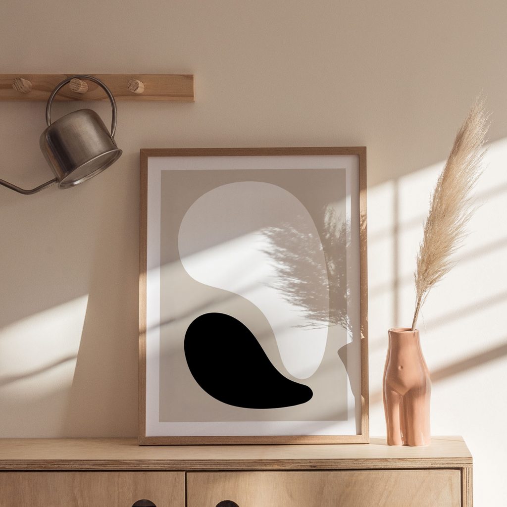 Minimalist Black White Organic Shapes – Wall Art