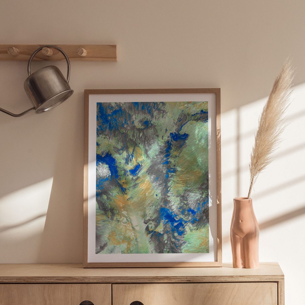 Abstract Fluid Blue Green Gray – Wall Hanging