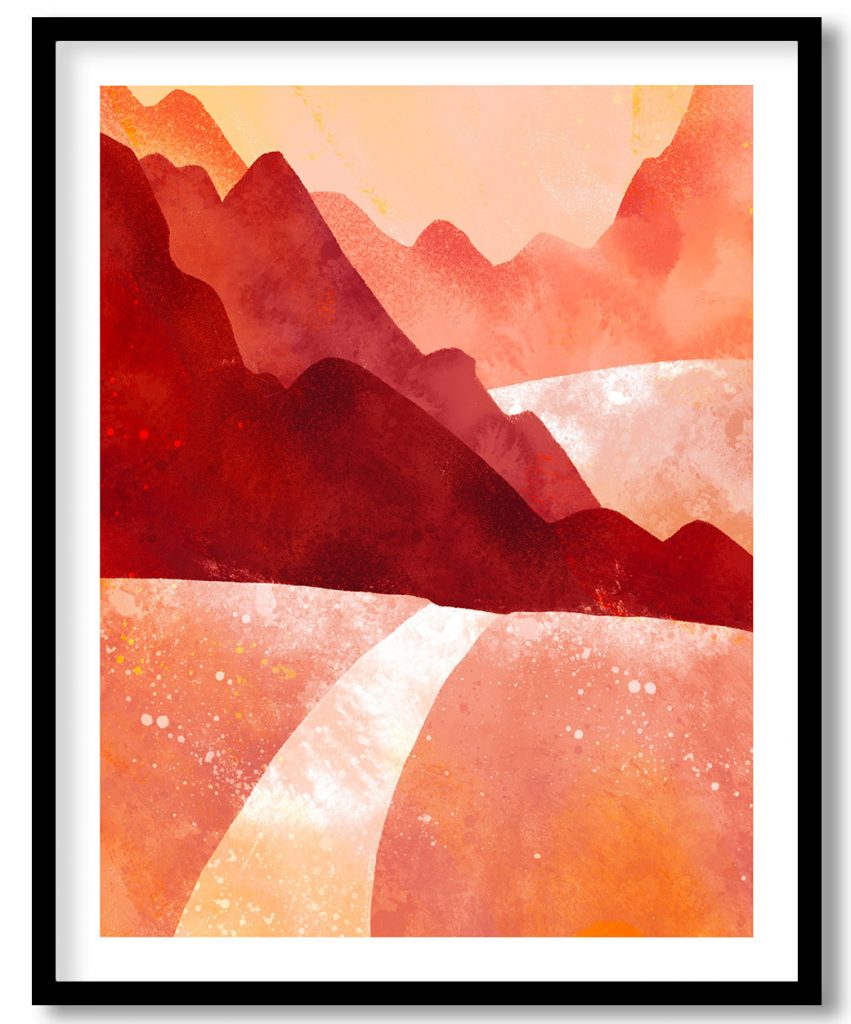 Abstract fury red mountain landscape #255