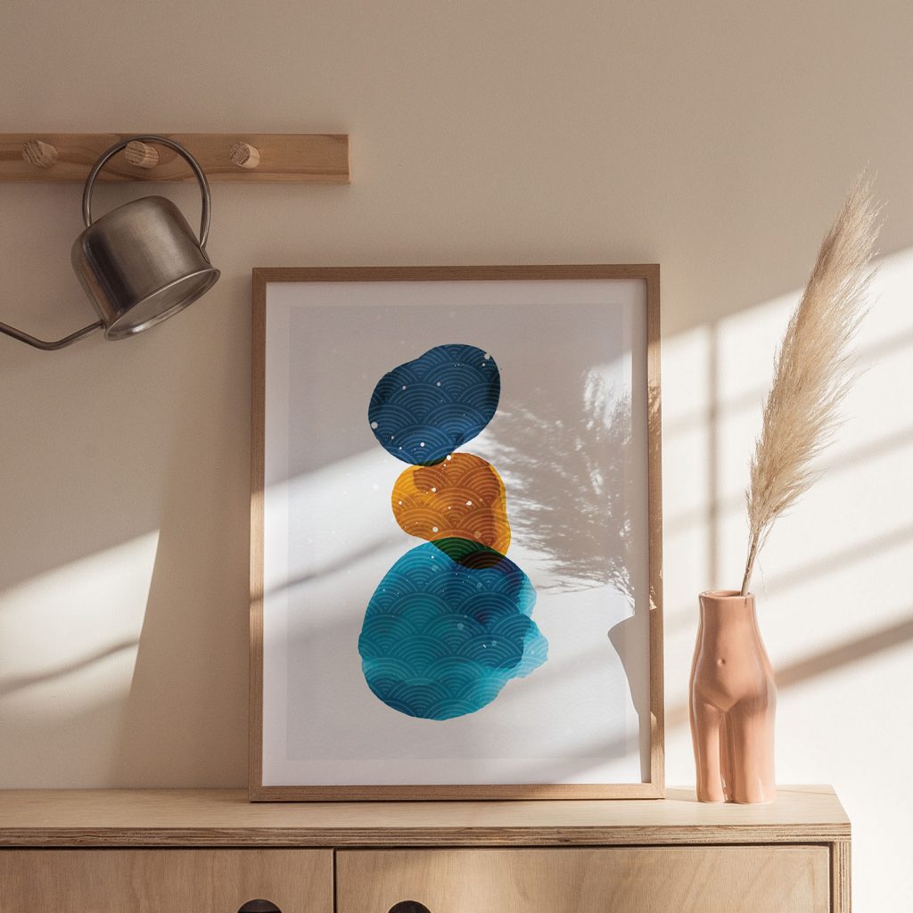 Oriental Stacked Wave Shapes – Wall Hanging