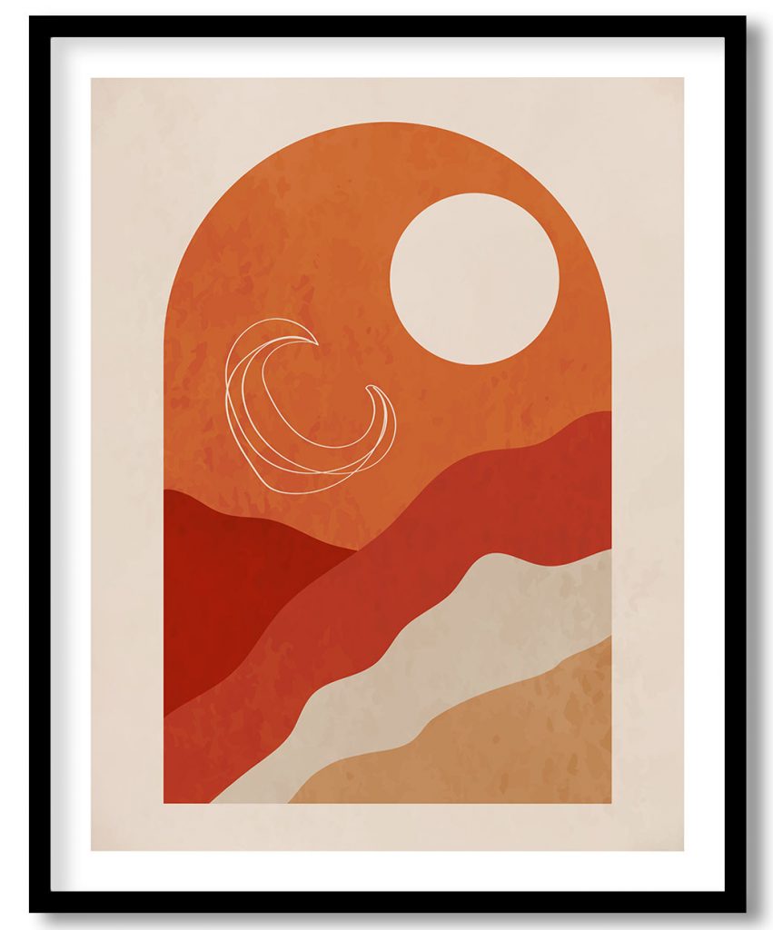 Extraordinary scene sun & moon from rolling hills