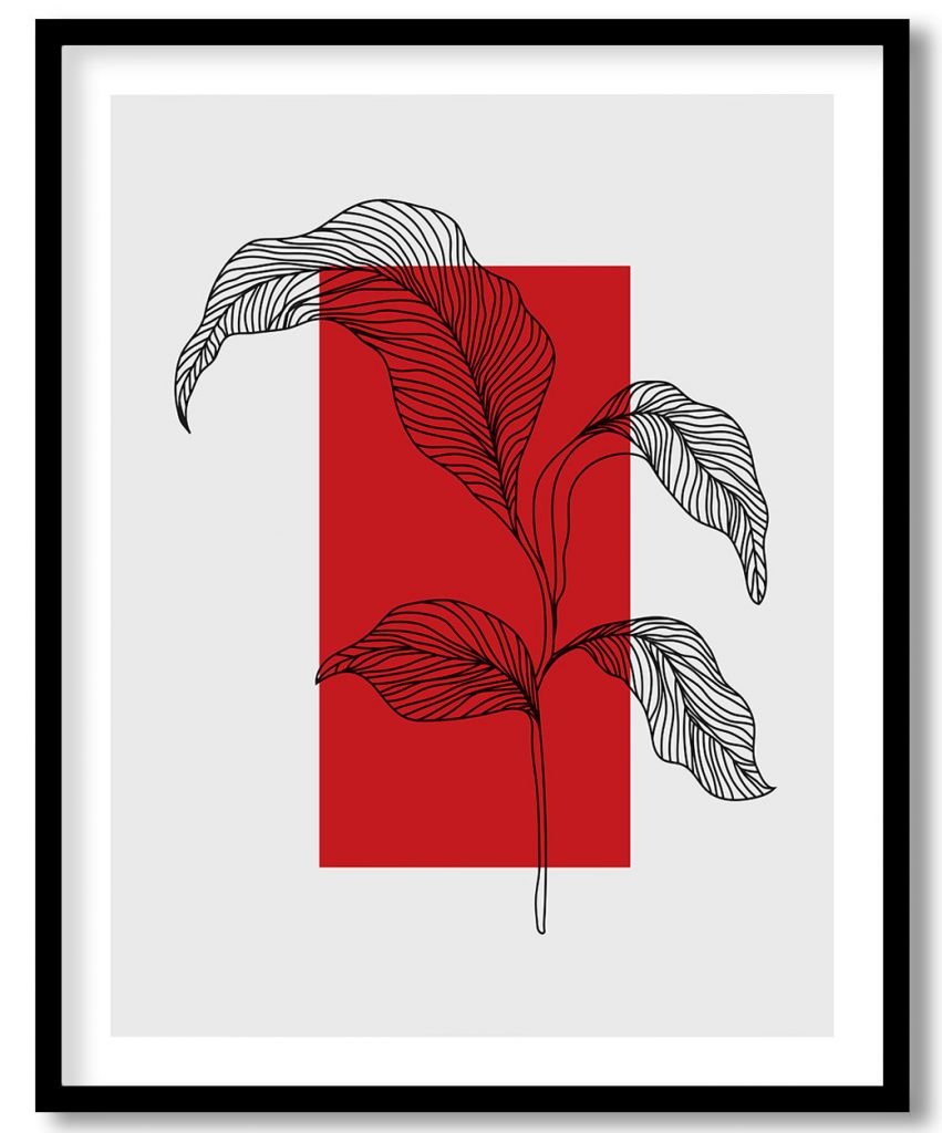 Abstract scandinavian rectangular modern leaf