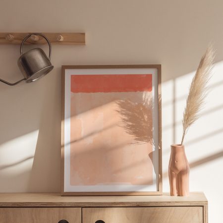 Abstract Peach Orange Watercolor Fields – Wall Hanging