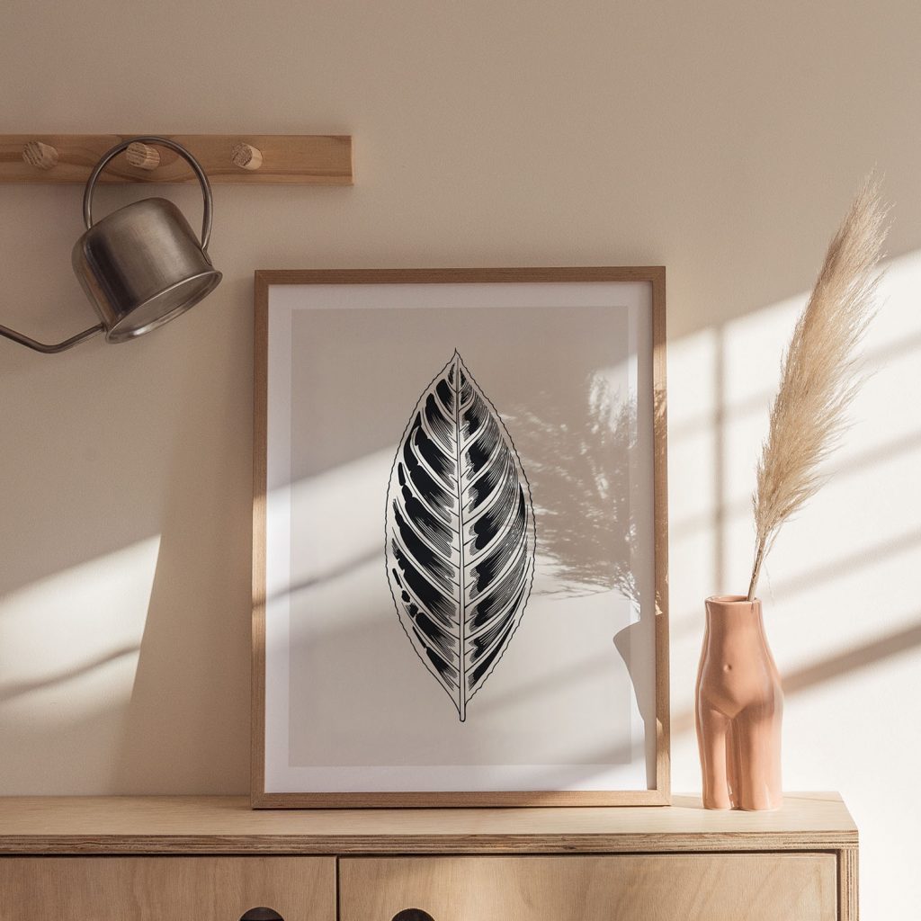 Botanical Black and White Leaf – Wall Art