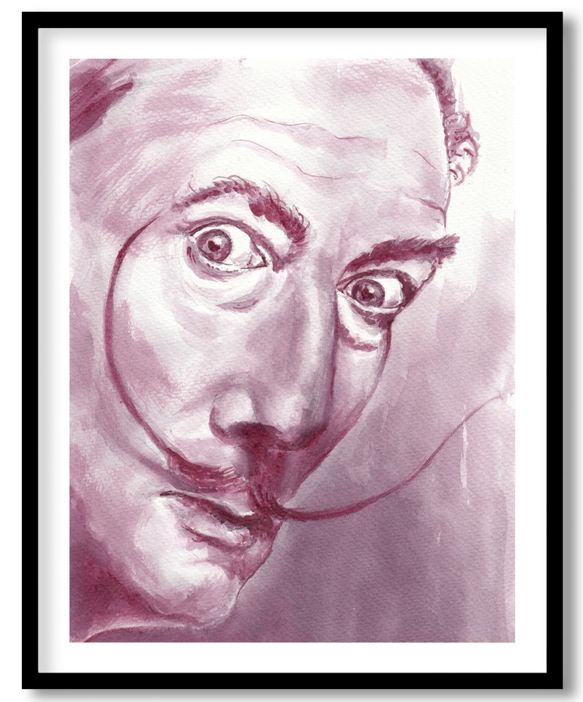 Red dry wine portrait of salvador dali