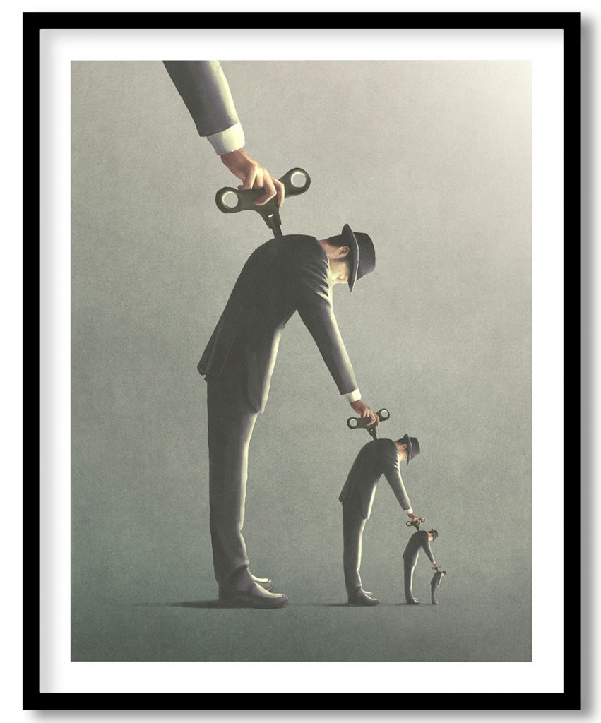 Abstract surreal men manipulation