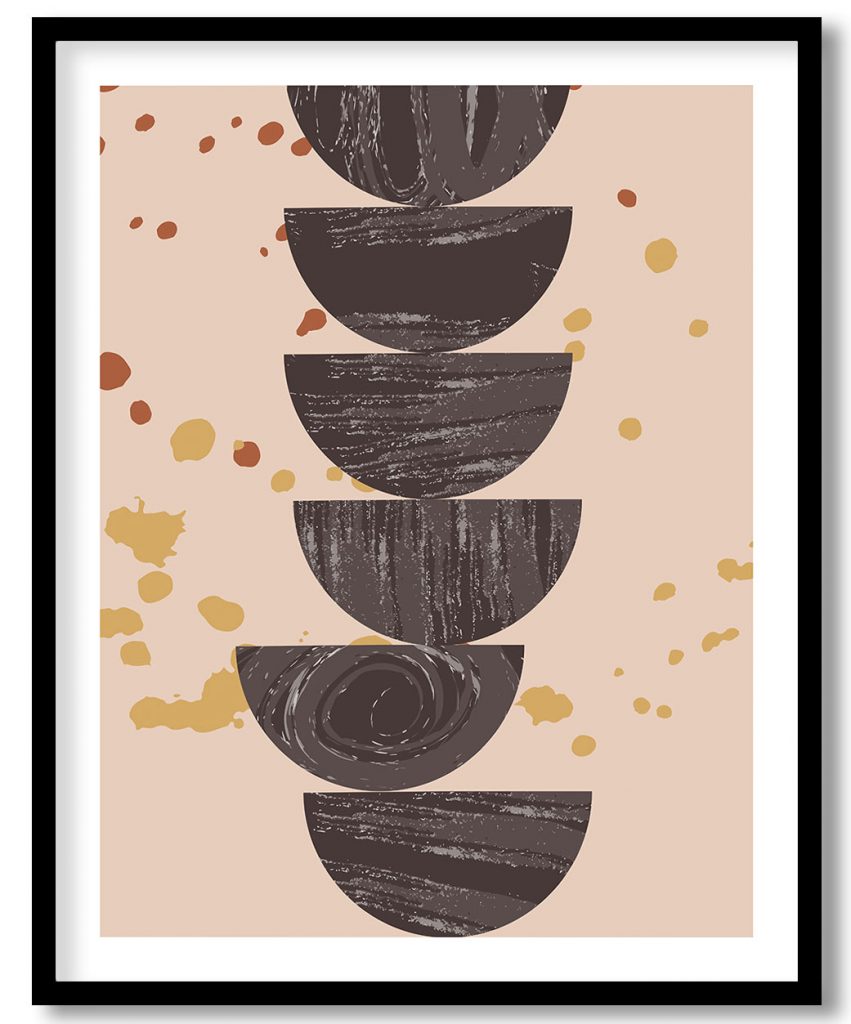 Abstract modern boho dark grunge shapes