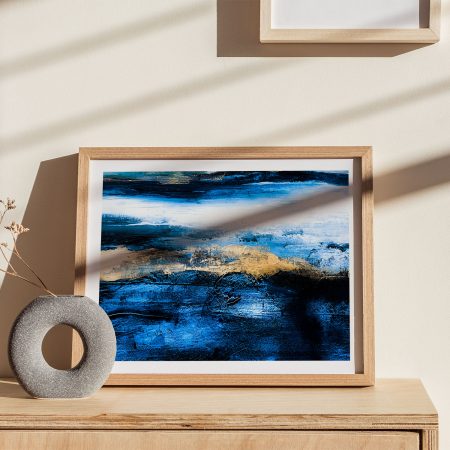 Abstract Textured Blue White Gold – Home Decor