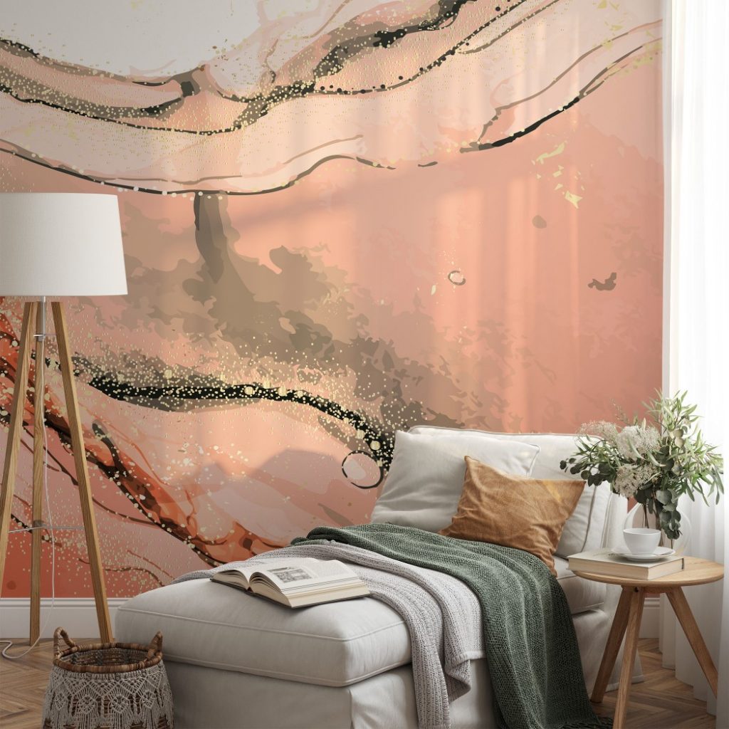 Exquisite pink marble - Wall Mural, PVC free Wall Covering
