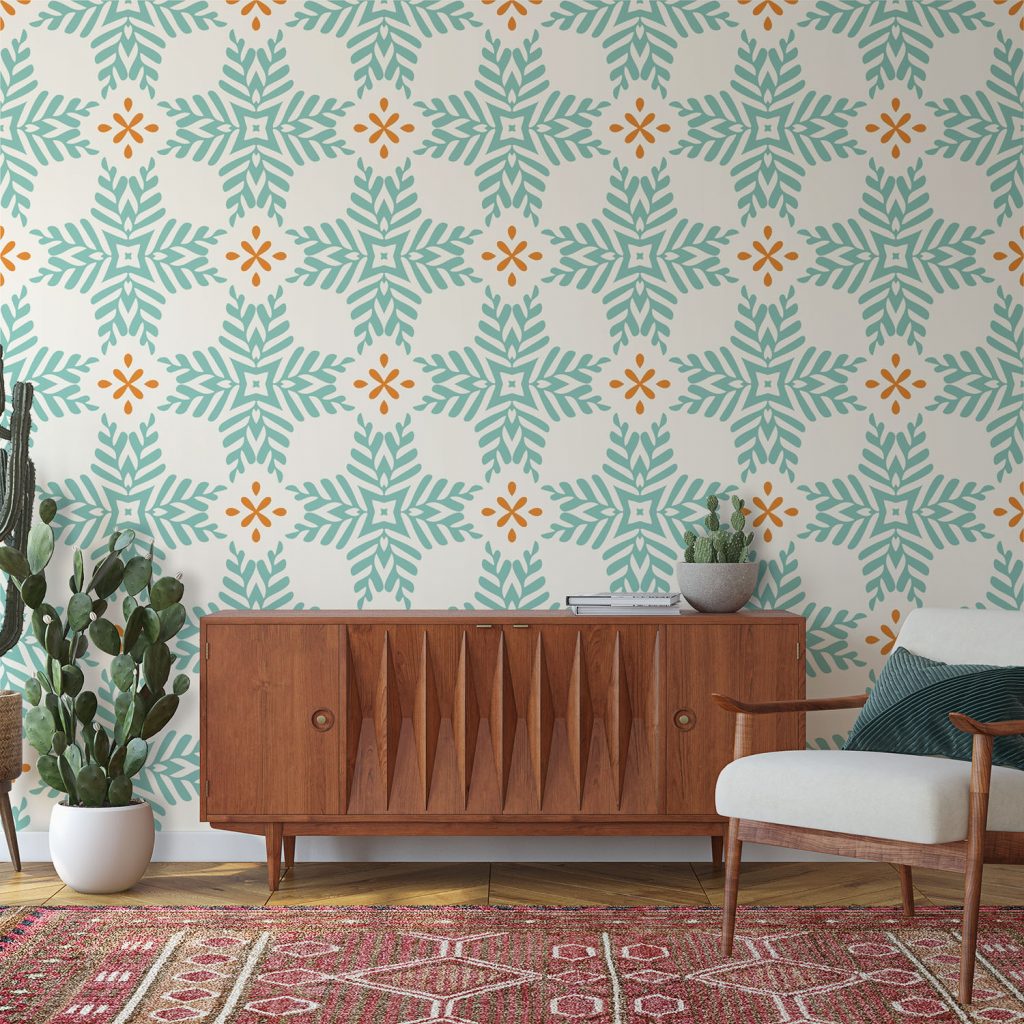 Distinguished cross-stitch ornaments - Wall Mural, PVC free Wall Covering