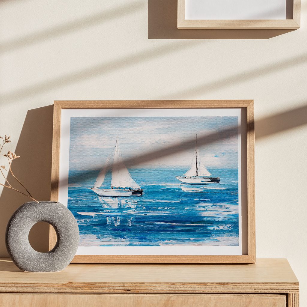 Impressionism Two White Sailboats – Wall Hanging
