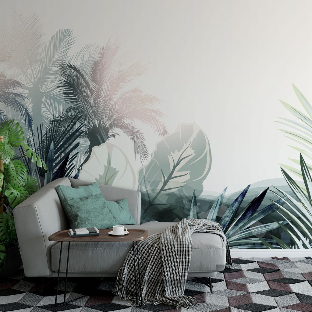 Pastel Misty Palm Tree Wallpaper