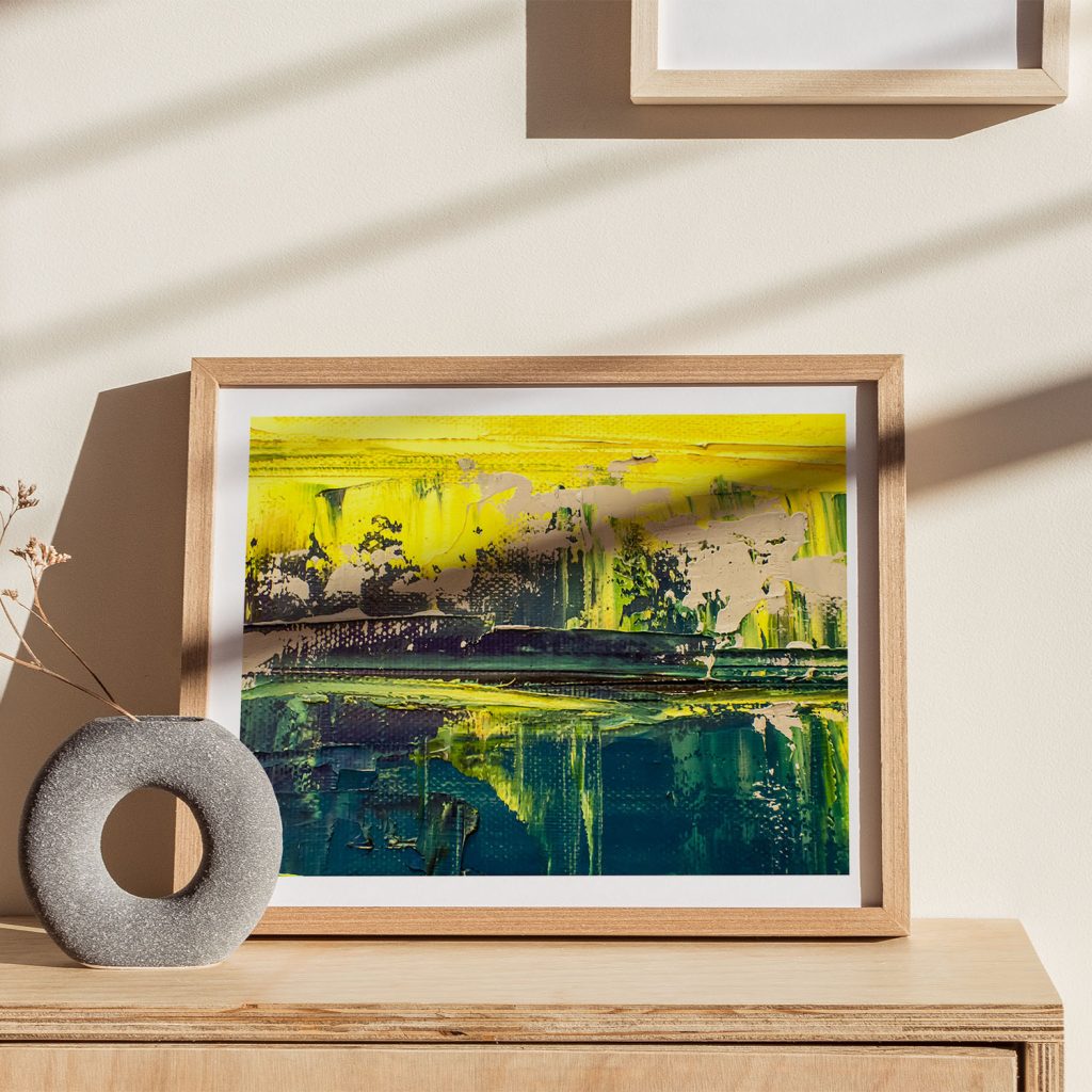 Abstract Yellow Green Brushstrokes – Wall Art