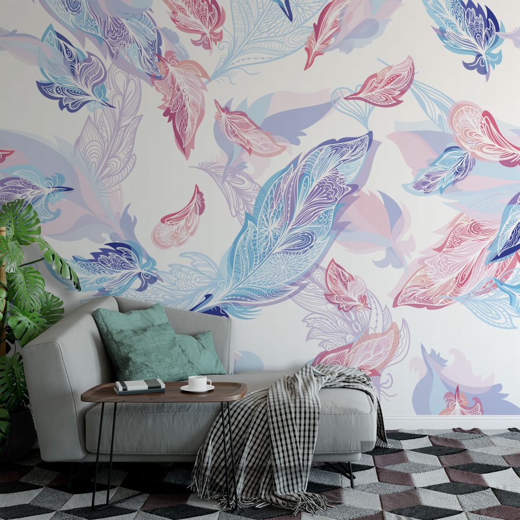Pink and Lavender Feather Wallpaper