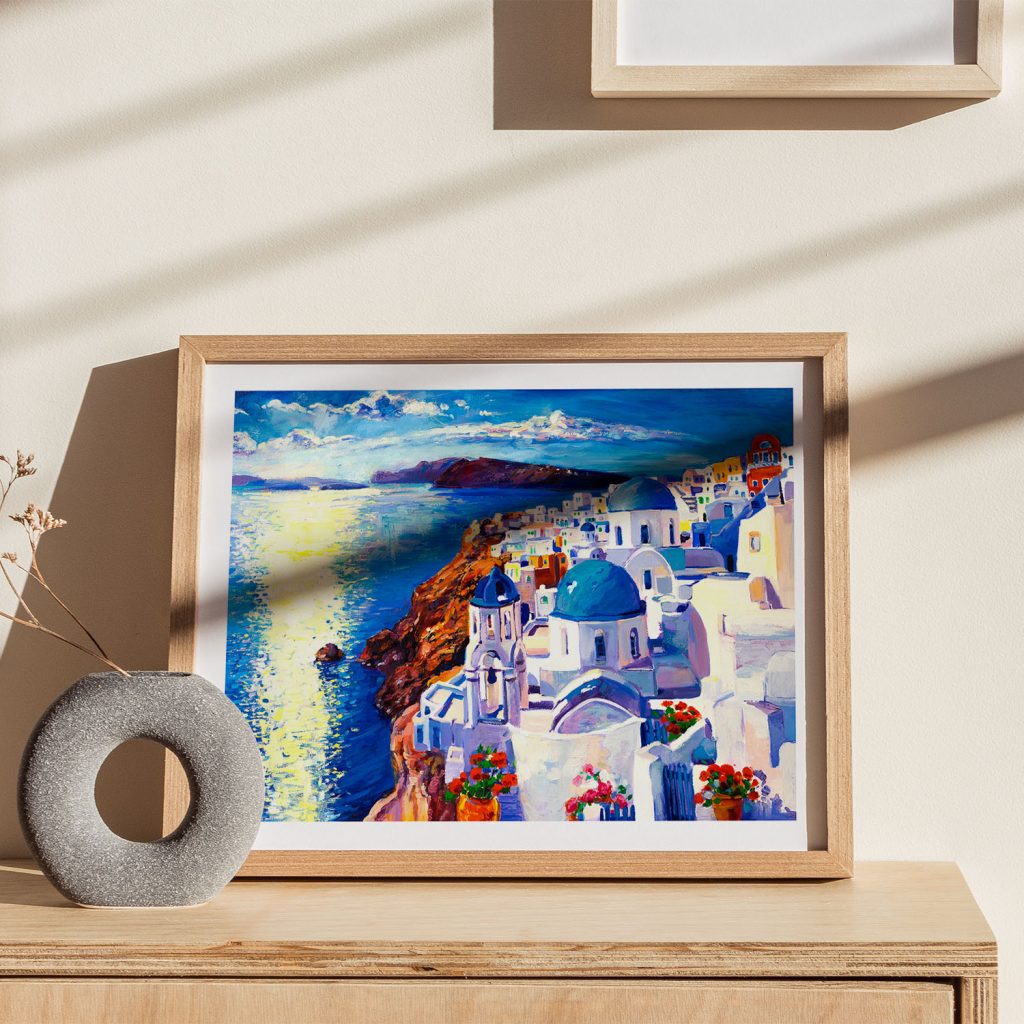 Impressionism Santorini Blue Domes – Wall Decor